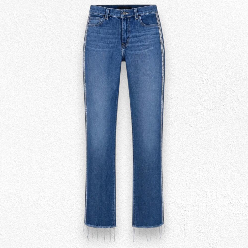 J Brand Jules Urbanite Rhinestone Stripe High Rise Straight Crop Jeans Size 26